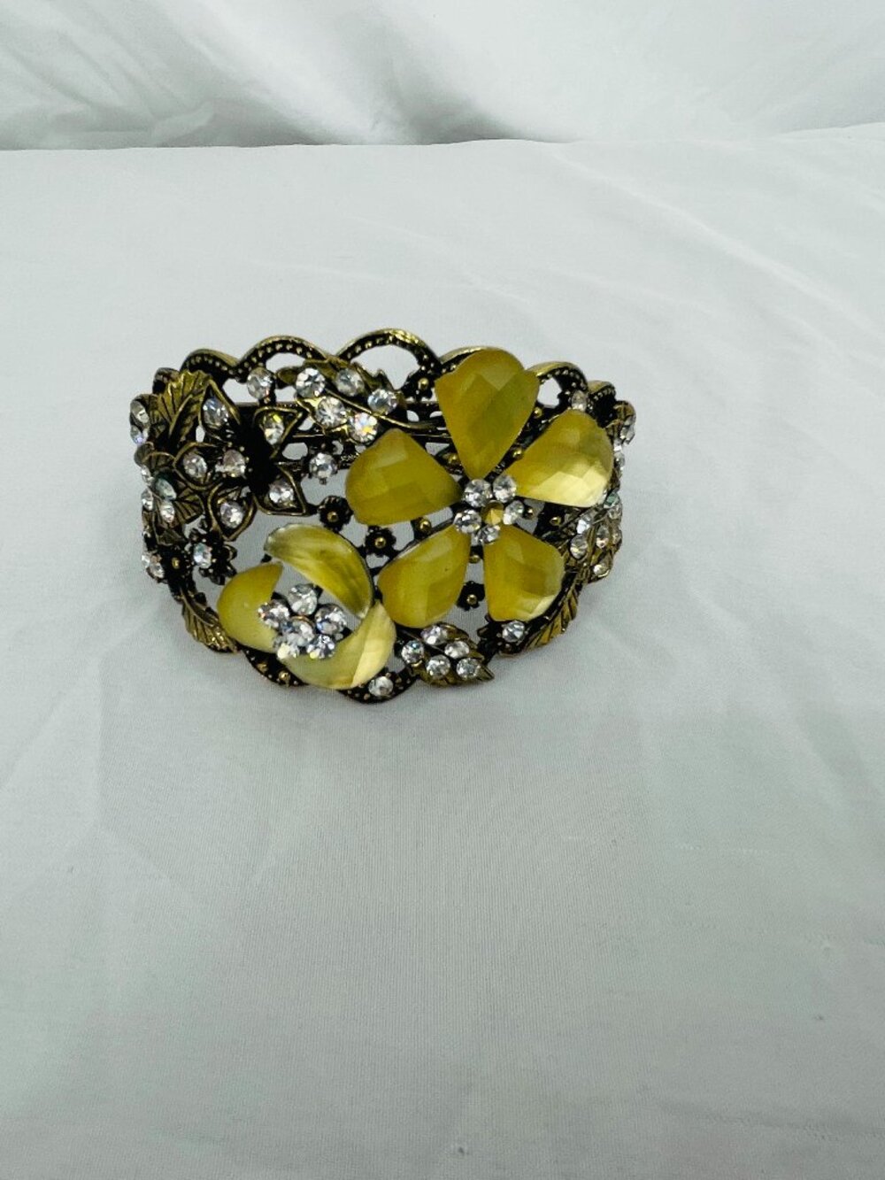 Vintage 1980s Bronze Style Flower Bracelet